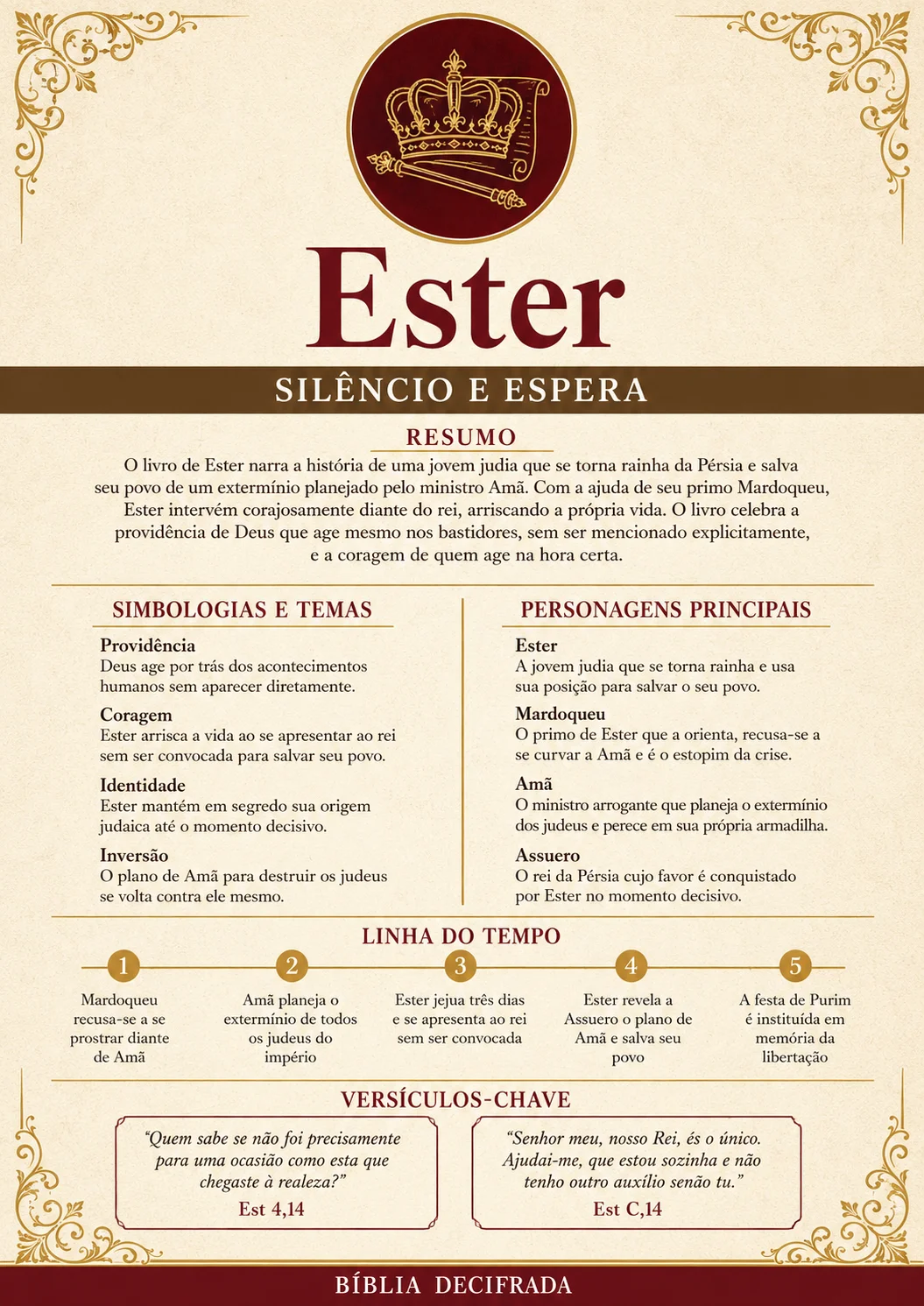 Página visual do livro de Ester, Bíblia Decifrada
