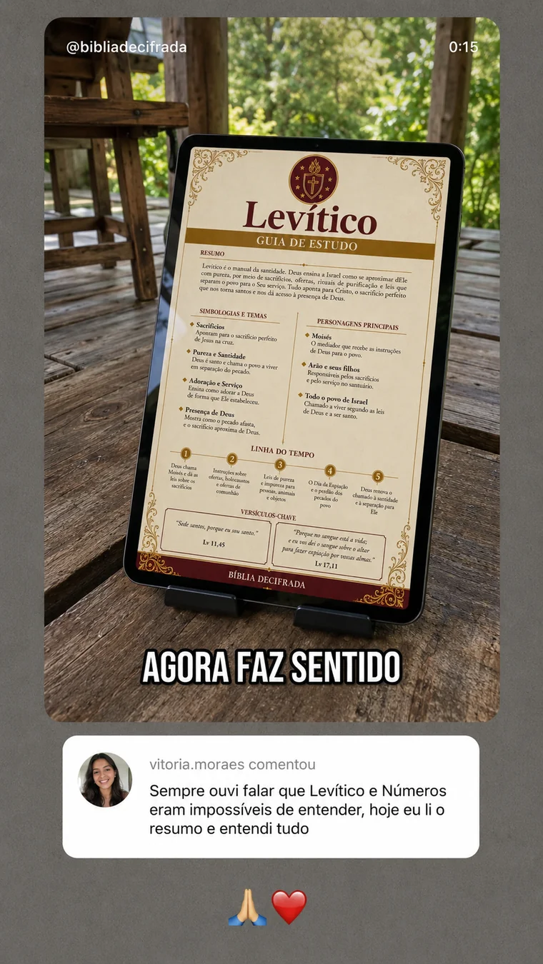 Depoimento: página de Levítico da Bíblia Decifrada